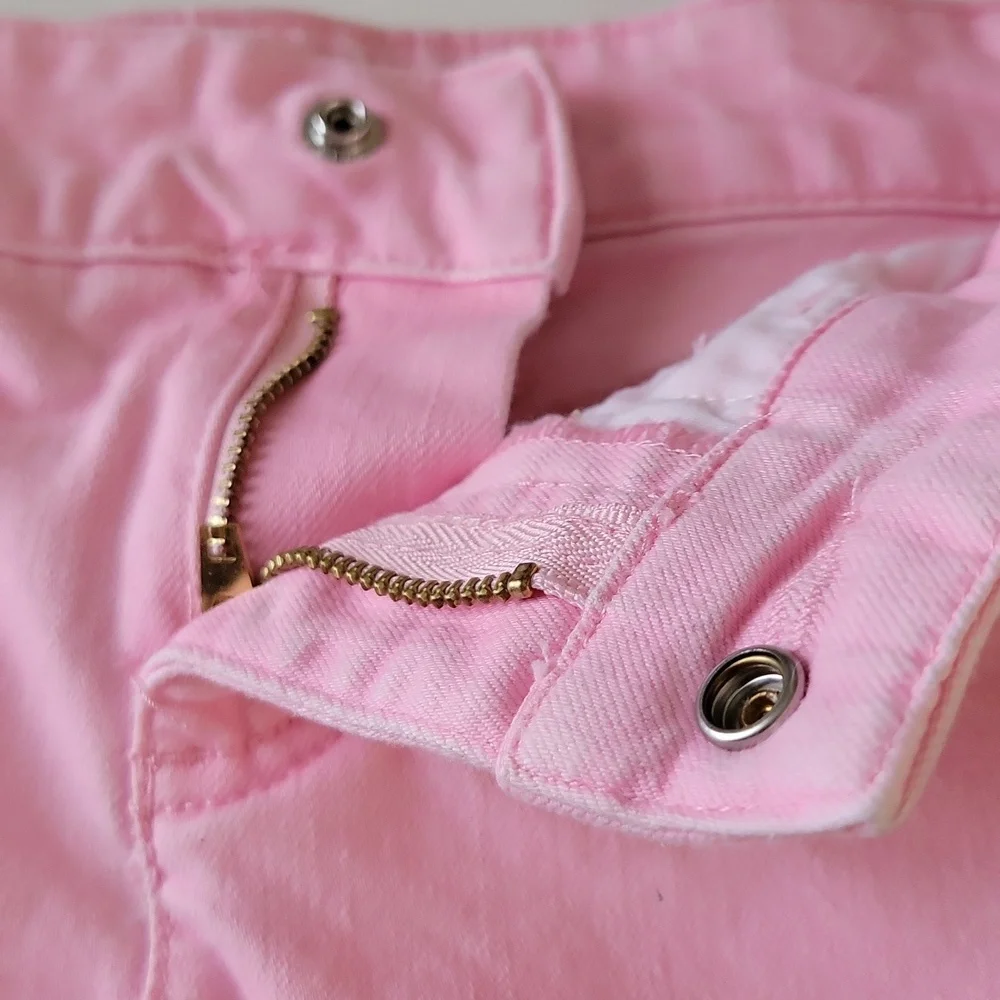 Justice Girls Cuffed Shorts · Light Pink · Zipper Snap Closure · Size 8